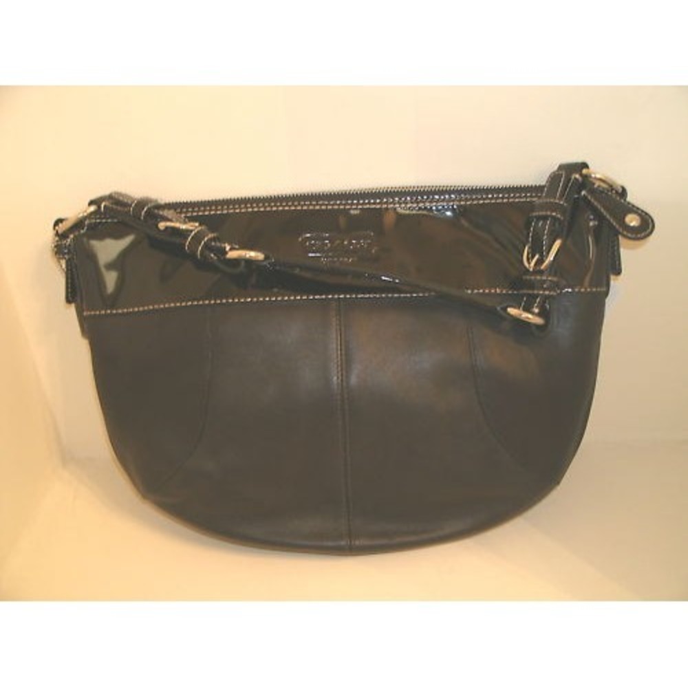 Coach F14886 Black Laura Leather Hobo HandBag PURSE Strap Zipper New RARE